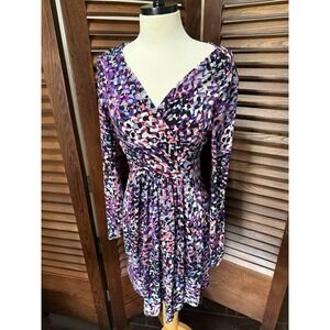 Daisy Fuentes Long Sleeve Multicolor Dress Womens M